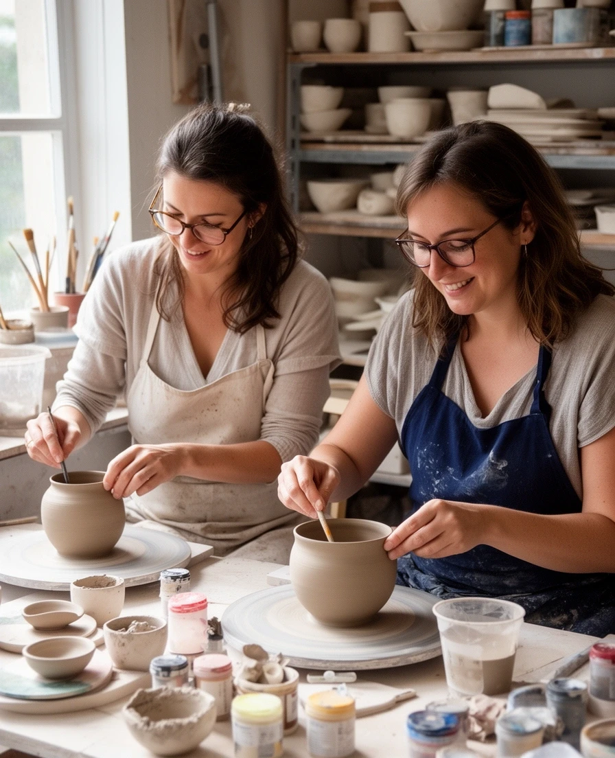 Rosa e Carmela nel laboratorio
